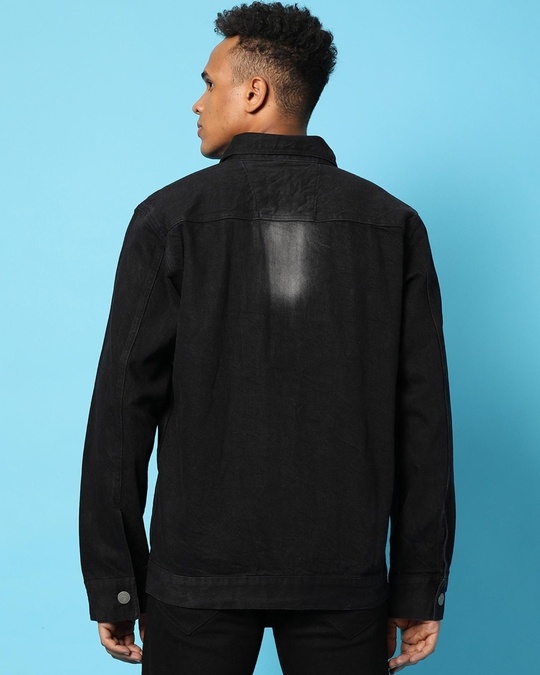 Buy Men's Black Washed Denim Jacket Online at Bewakoof