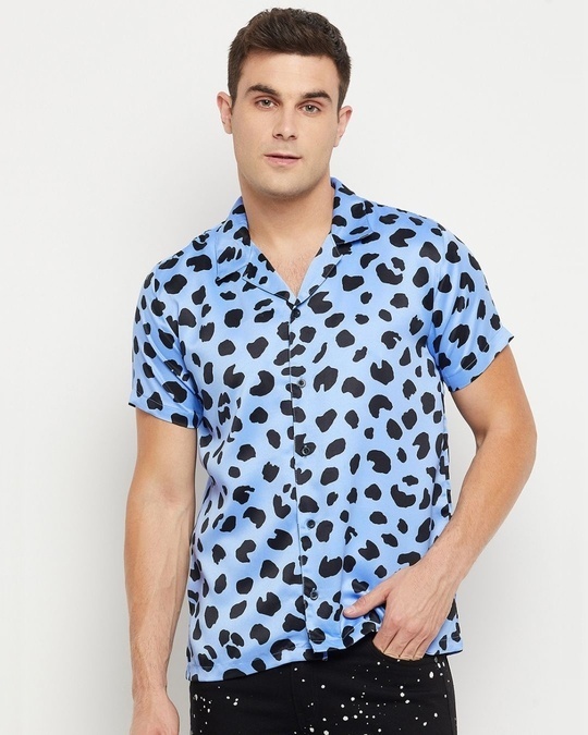 Shop Men's Blue Animal Printed Shirt-Front