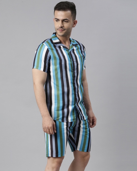 Buy Men's Blue & Black Striped Co-ord Set Online in India at Bewakoof