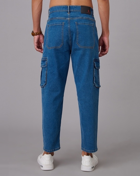 Buy Men's Blue Cargo Jeans Online at Bewakoof