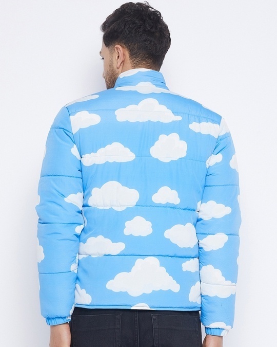 Shop Men's Blue Cloud Print Slim Fit Quilted Jacket-Design
