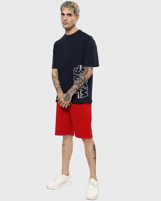 Buy Men's Blue Dark Side Graphic Printed Oversized T-shirt Online at ...