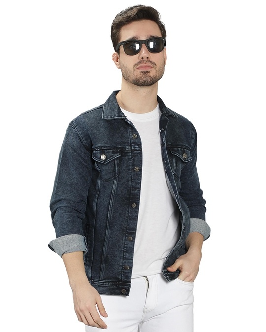Buy Men's Blue Colorblocked Full Sleeve Stylish Casual Denim Jacket Online  at Bewakoof