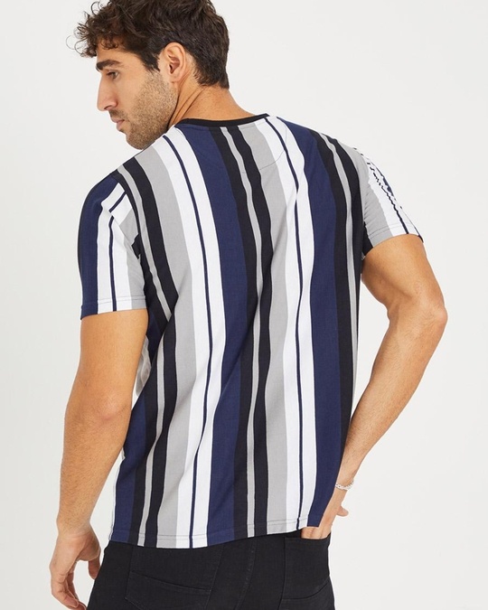 Buy Men's Blue & Grey Striped Tshirt for Men Blue Online at Bewakoof