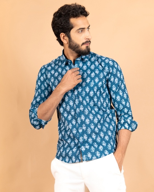 Buy Men's Blue Jaipuri Printed Shirt Online at Bewakoof