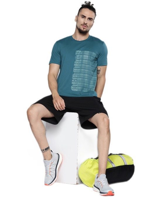 Shop Men's Blue Off Beat Typography Slim Fit T-shirt-Full