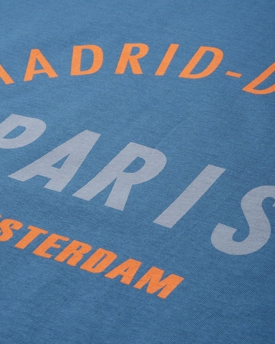Buy Men's Blue Paris Typography Oversized T-shirt Online at Bewakoof
