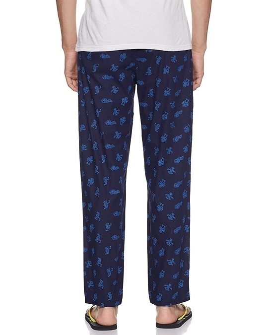 Shop Urban Hug Men's Blue Printed Regular Fit Pyjama-Back