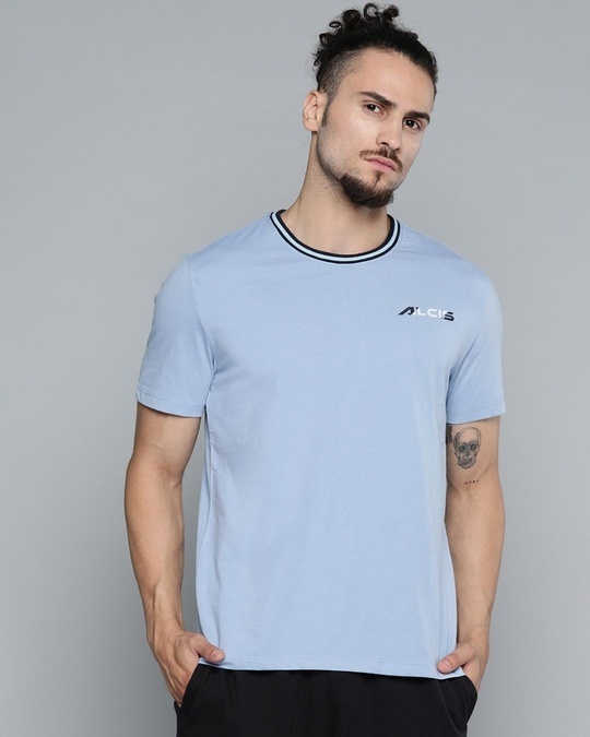 Buy Men's Blue Slim Fit Cotton T-shirt for Men Blue Online at Bewakoof