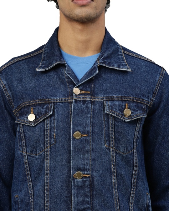 Buy Men's Blue Slim Fit Denim Jacket Online at Bewakoof