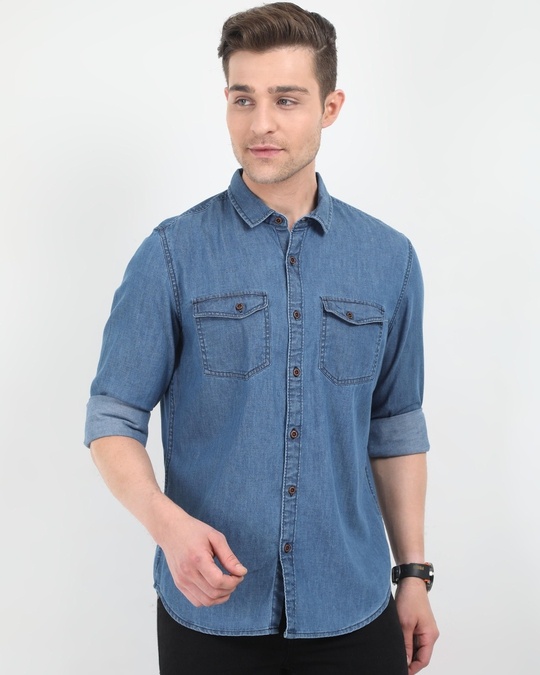Buy Men's Blue Slim Fit Shirt for Men Blue Online at Bewakoof