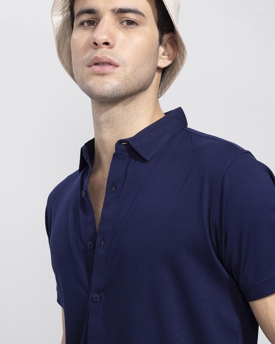 Men's Checked Blue Slim Fit Shirt
