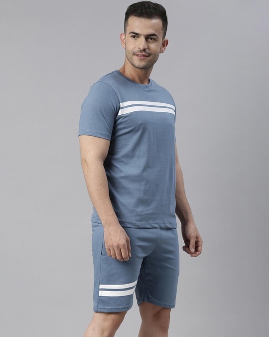 Buy Men's Blue Striped Co-ord Set Online in India at Bewakoof