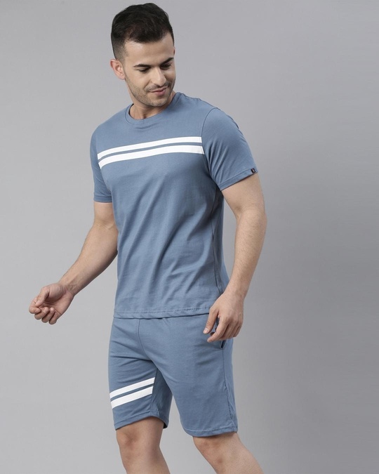 Buy Men's Blue Striped Co-ord Set Online in India at Bewakoof