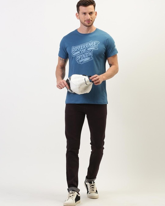 Men's Casual White & Black Typography T-Shirt