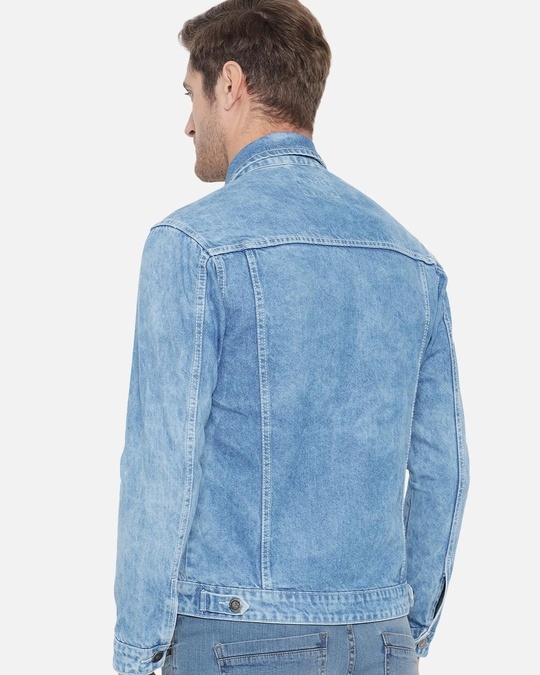 Buy Mens Blue Washed Denim Jacket Online At Bewakoof 1266