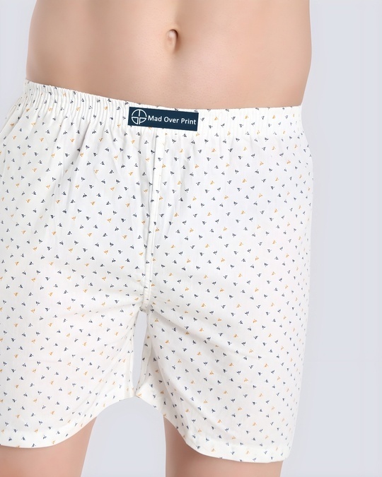 Shop Men's Blue & White All Over Printed Cotton Boxers (Pack of 2)