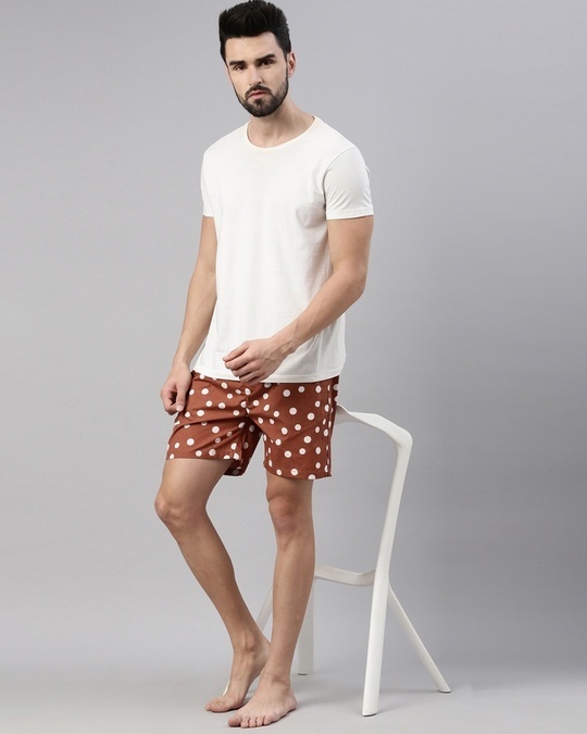 Shop Men's Brown All Over Polka Printed Cotton Boxers