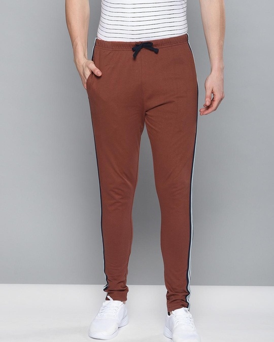 Buy Men's Brown Striped Track Pants for Men Brown Online at Bewakoof