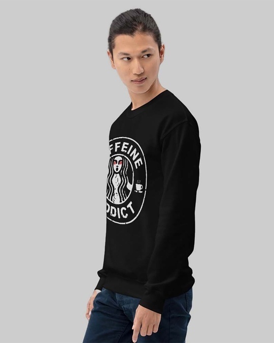 Shop Men's Black Caffeine addict Printed Regular Fit Sweatshirt-Back