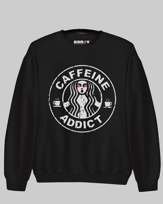 Shop Men's Black Caffeine addict Printed Regular Fit Sweatshirt-Full