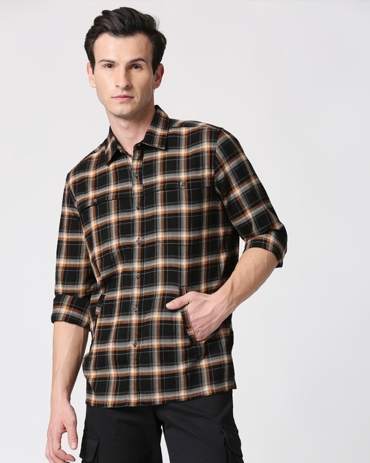 Shop Men's Checks Double Pocket Shirt-Back
