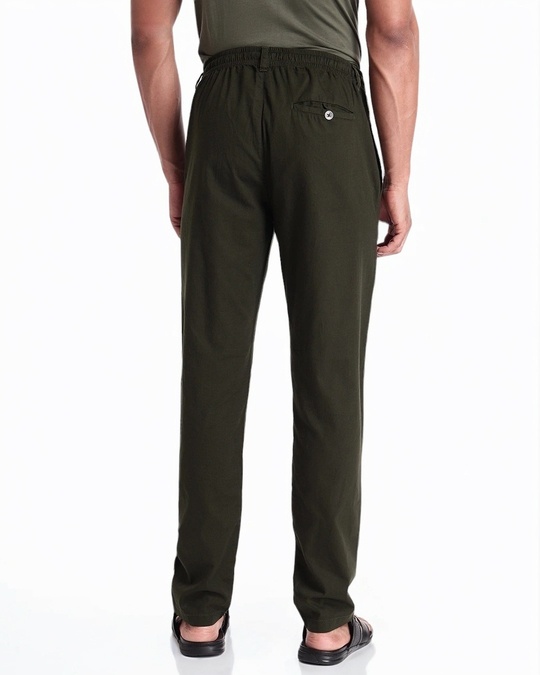 Buy Men s Dark Olive Trousers Online at Bewakoof