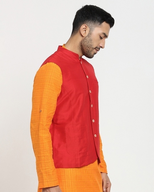 Buy Men's Red Nehru Jacket Online at Bewakoof