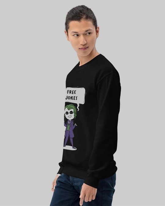 Shop Men's Black Free Jokes Printed Regular Fit Sweatshirt-Back