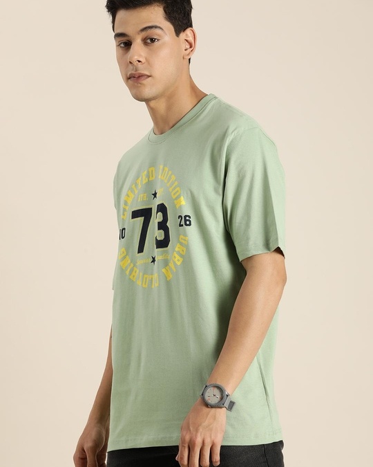 Buy Men's Green 73 Typography Oversized T-shirt for Men Green Online at ...