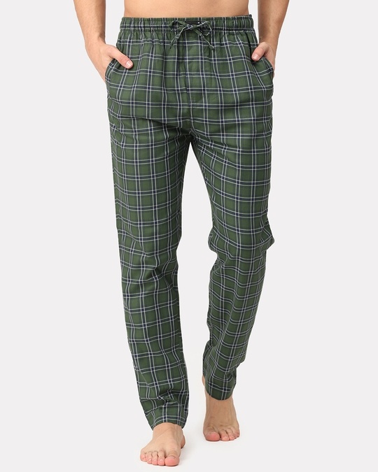 Buy Men's Green Checked Cotton Pyjamas Online in India at Bewakoof