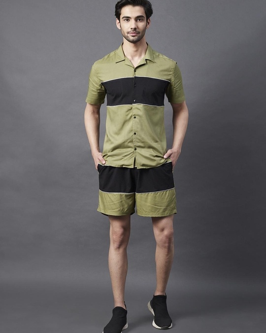 Buy Men's Green Color Block Co-ord Set Online in India at Bewakoof