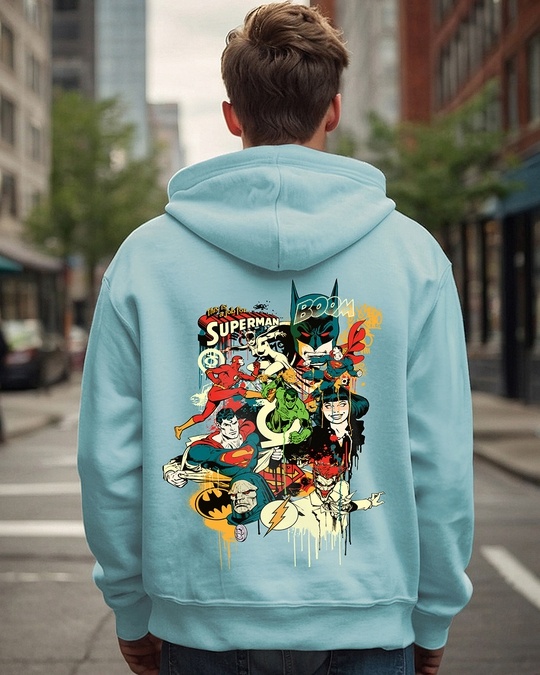 Buy Men s Green Justice League Graphic Printed Oversized Hoodies Online at Bewakoof