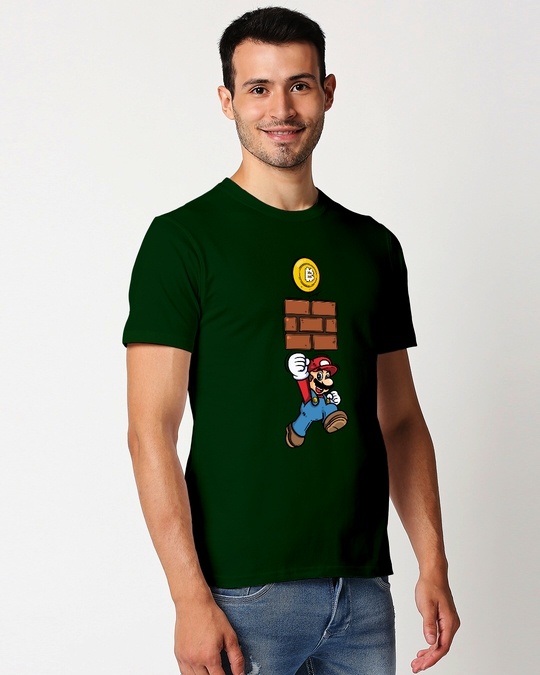 Shop Men's Green Mario Printed T-shirt-Back