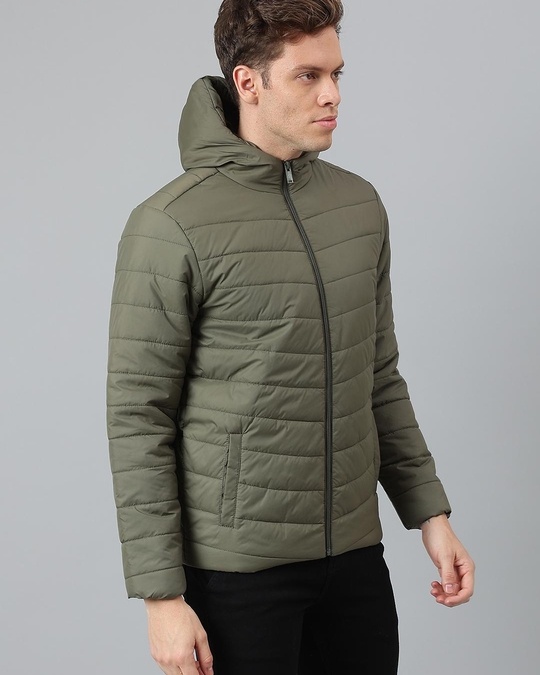 Buy Men's Green Puffer Hooded Jacket for Men Green Online at Bewakoof