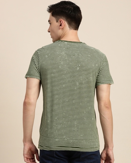 Buy Men's Green Striped Slim Fit Tshirt Online at Bewakoof