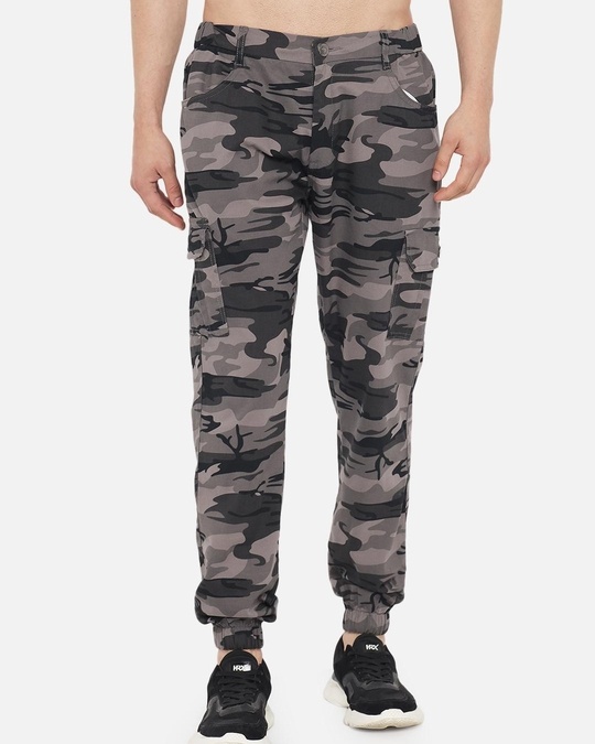 Buy Men's Grey Camouflage Printed Relaxed Fit Joggers for Men Grey ...