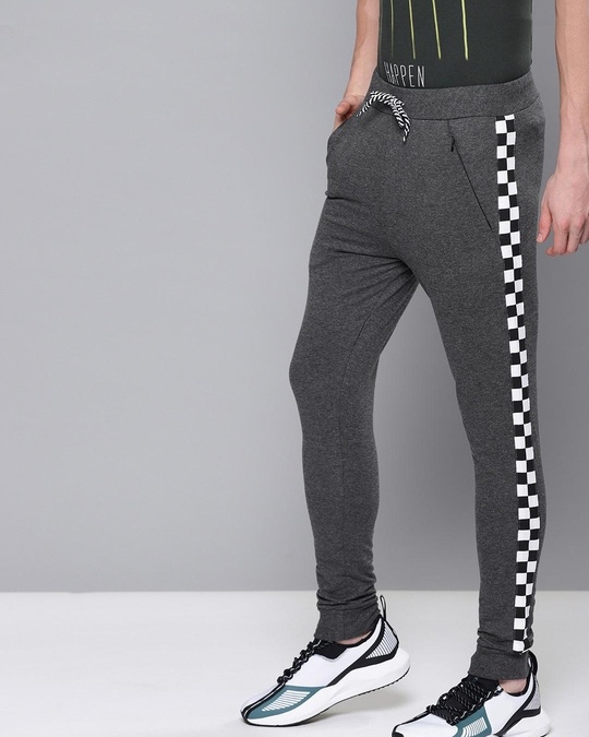 mens grey checked joggers