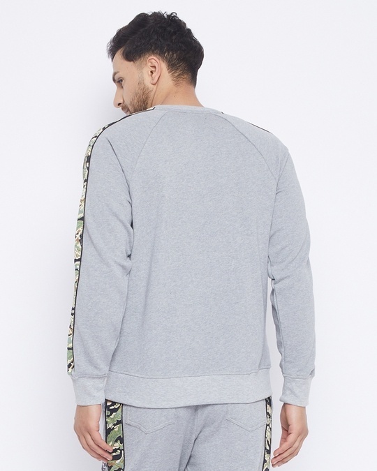 Shop Men's Grey Cotton Oversized Camo Taped Sweatshirt-Design