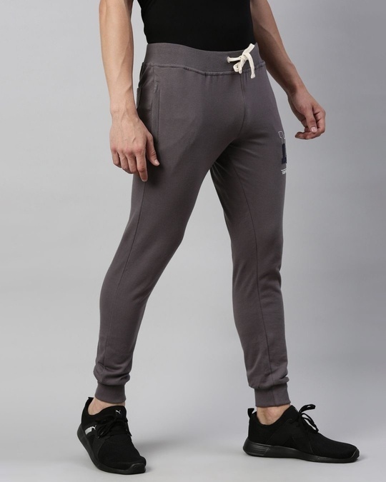 Buy Men's Grey Embroidered Slim Fit Joggers for Men Grey Online at Bewakoof