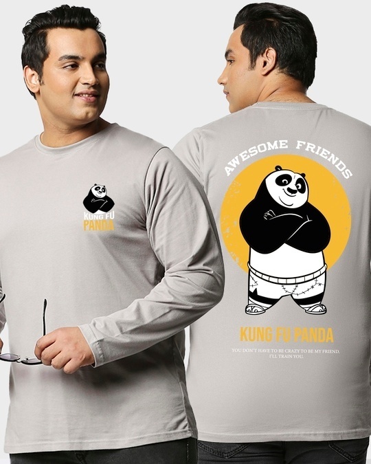 Buy Mens Grey Kung Fu Panda Graphic Printed Plus Size T Shirt Online At Bewakoof 