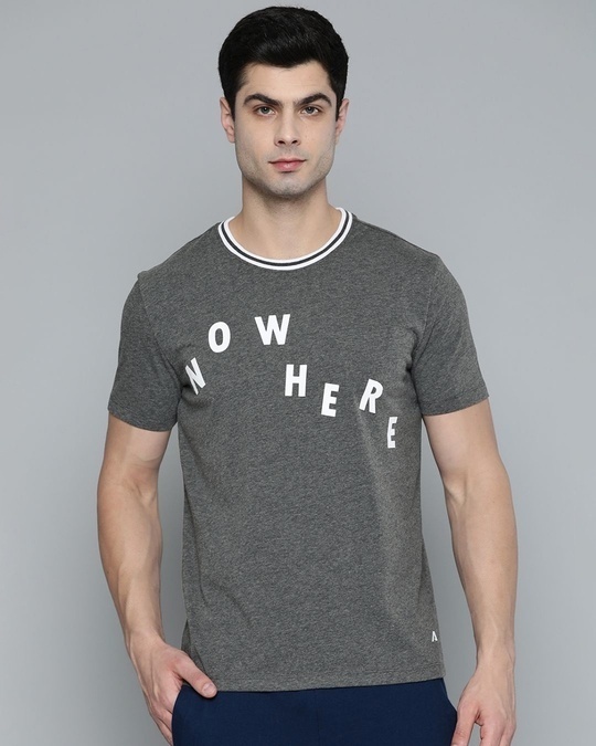 Buy Men's Grey No Where Typography Slim Fit T-shirt for Men Grey Online ...