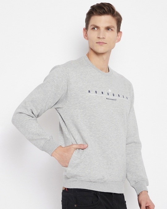 Shop Men's Grey Printed Fleece Blend Sweatshirt-Full