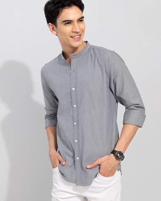 Buy Men's Grey Slim Fit Shirt for Men Grey Online at Bewakoof