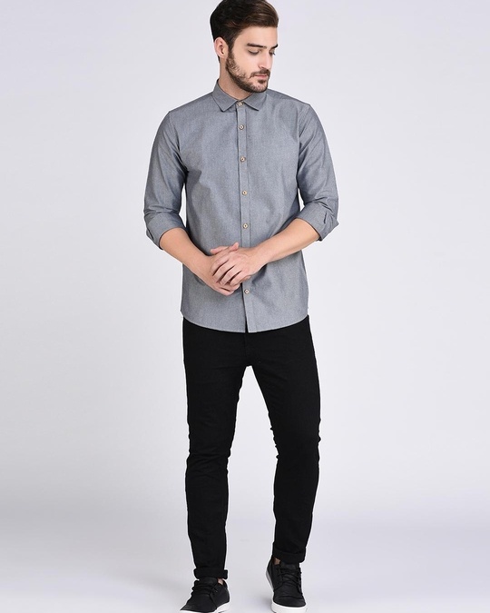 Buy Men's Grey Slim Fit Shirt Online at Bewakoof