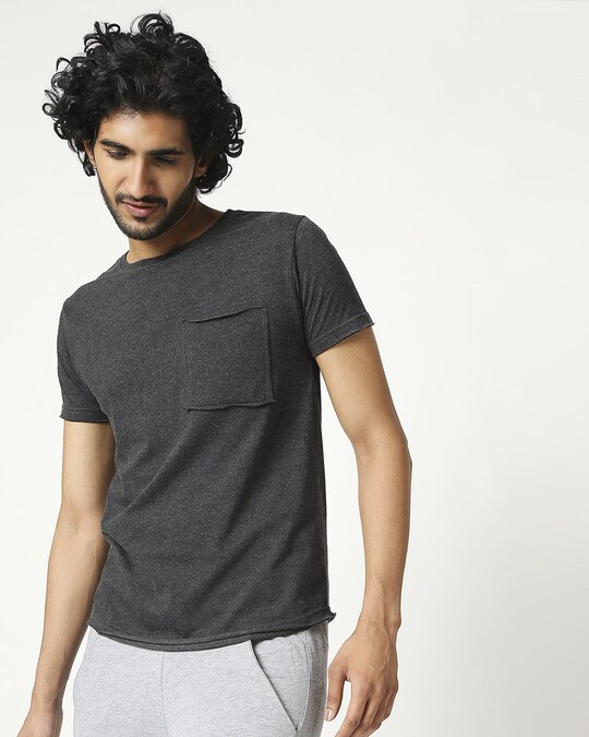 Shop Men's Half Sleeve Anthra Melange Pocket T-Shirt-Design