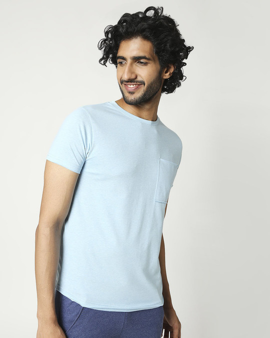 Shop Men's Half Sleeve Melange Pocket T-Shirt-Front