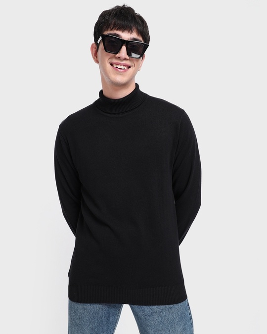 Buy Men's Black High Neck Sweater Online at Bewakoof