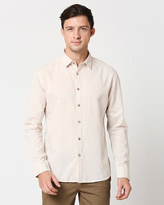 Shop Men's Linen Contrast Full Sleeves Shirt-Back