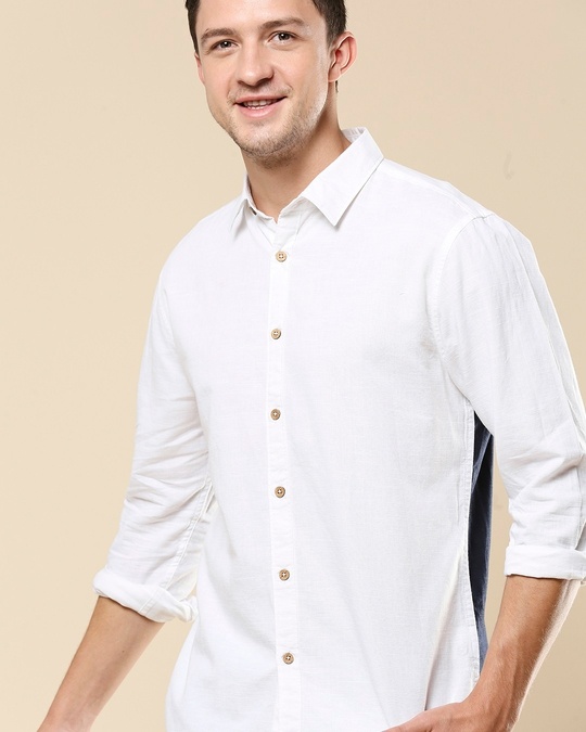 Shop Men's Linen Contrast Full Sleeves Shirt-Front